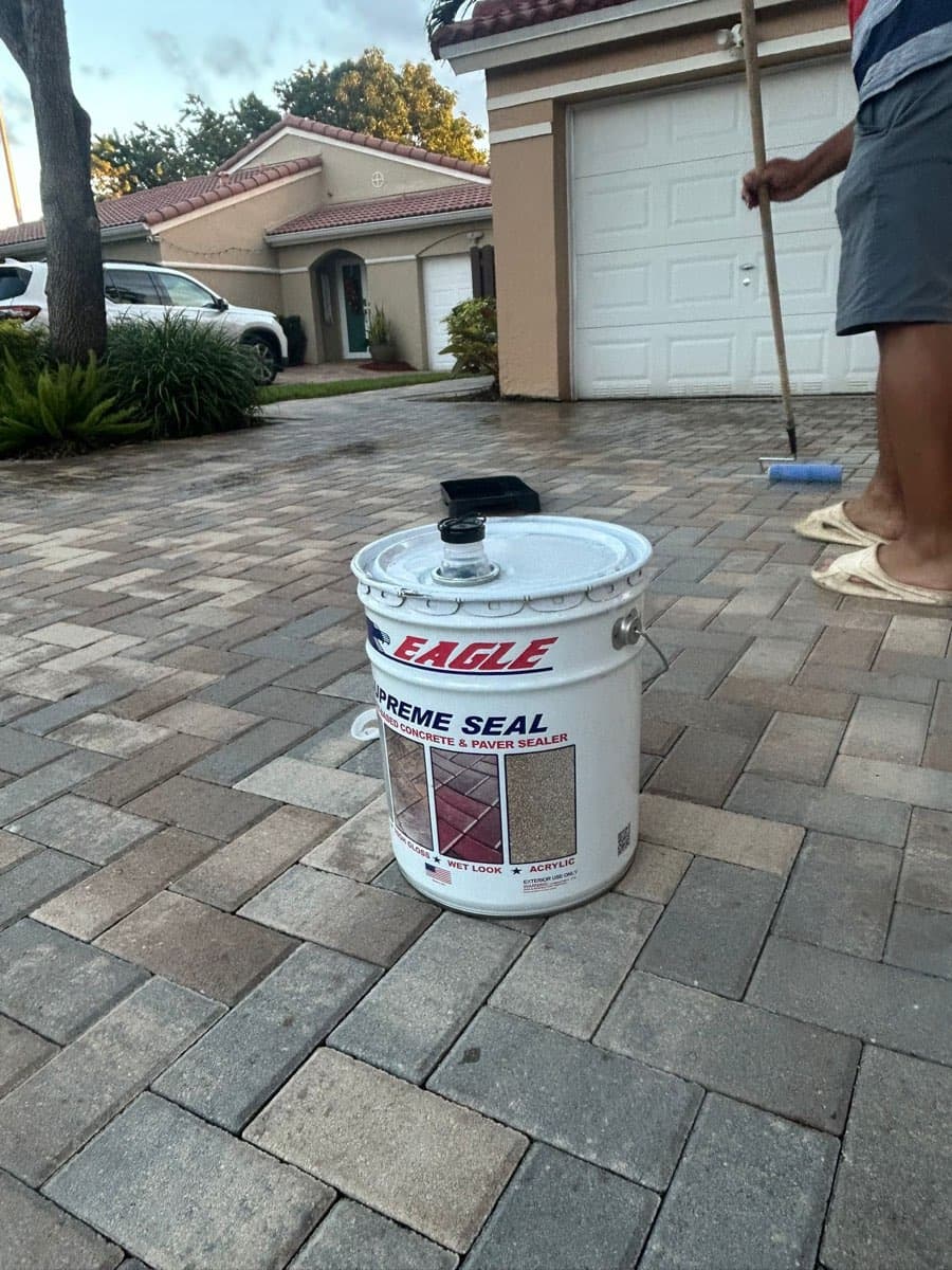 Paver Driveway Clear Coat, progress, Miami-Dade