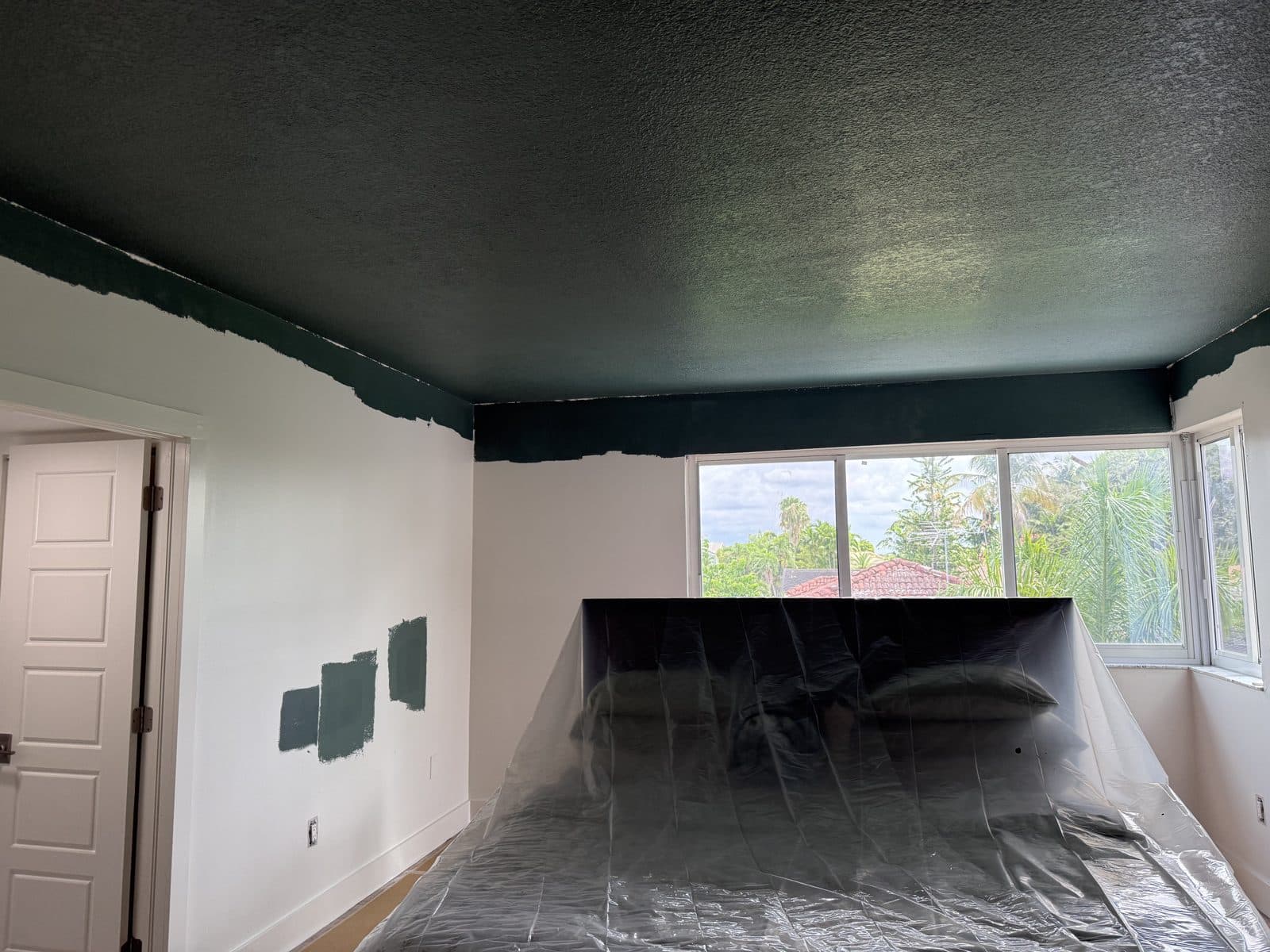 Bedroom Repaint with Dark Green Ceiling, after, Miami-Dade