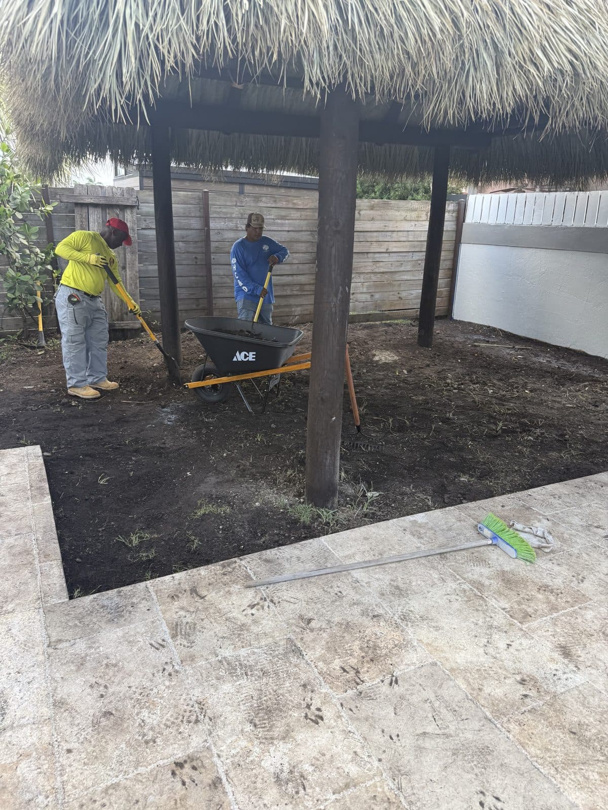Paver Pad Under the Tiki Hut, before, Miami-Dade