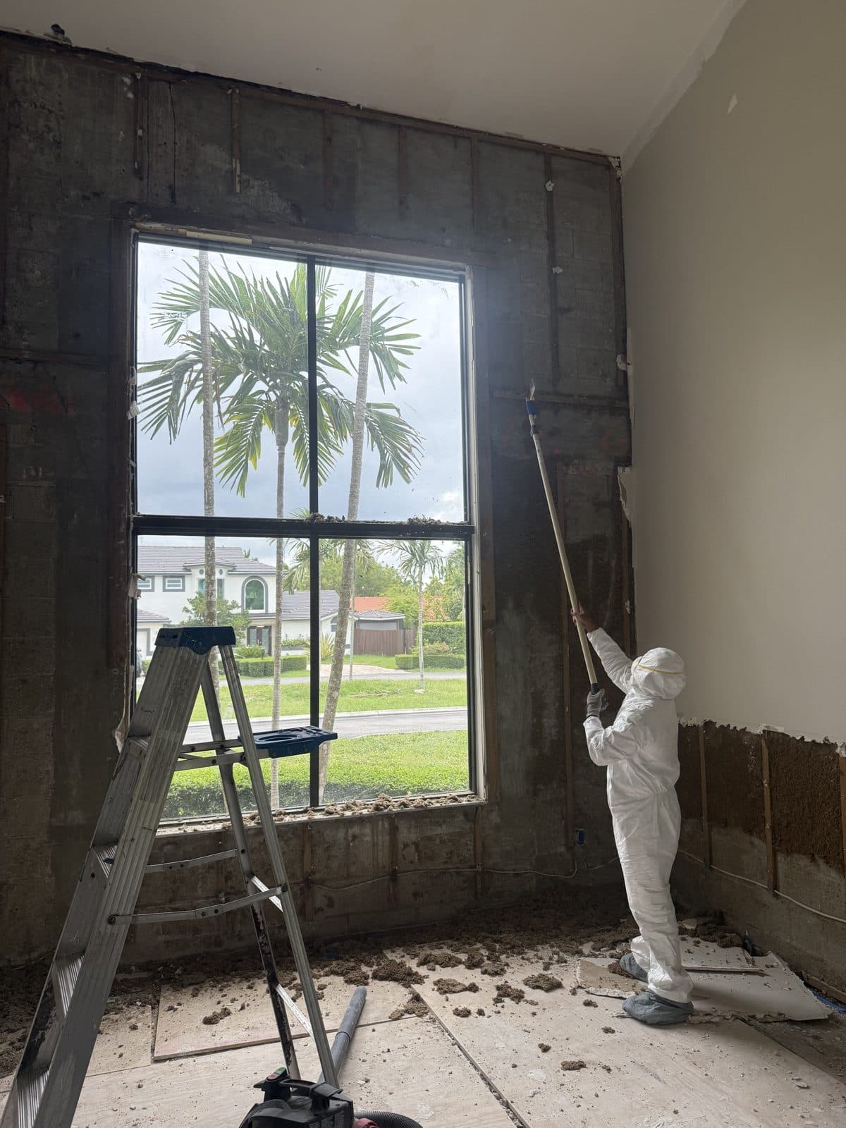 Two-Story Wall Repair and Paint, before, Miami-Dade
