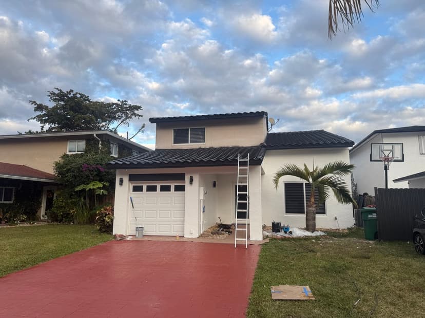 House washed and paint going on.