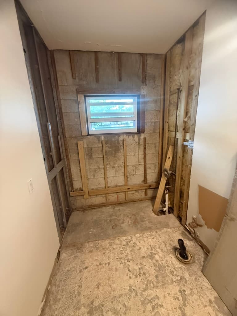 Bathroom remodeling demolition down to the studs in Glenvar Heights