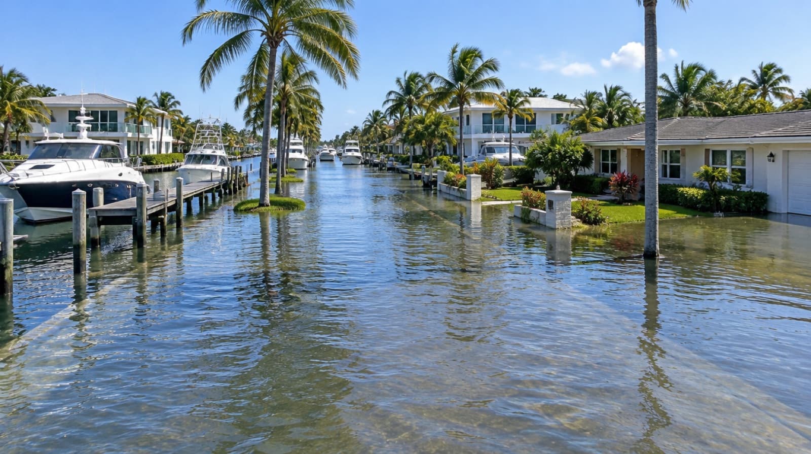 Ilustración de inundación por marea rey en Fort Lauderdale