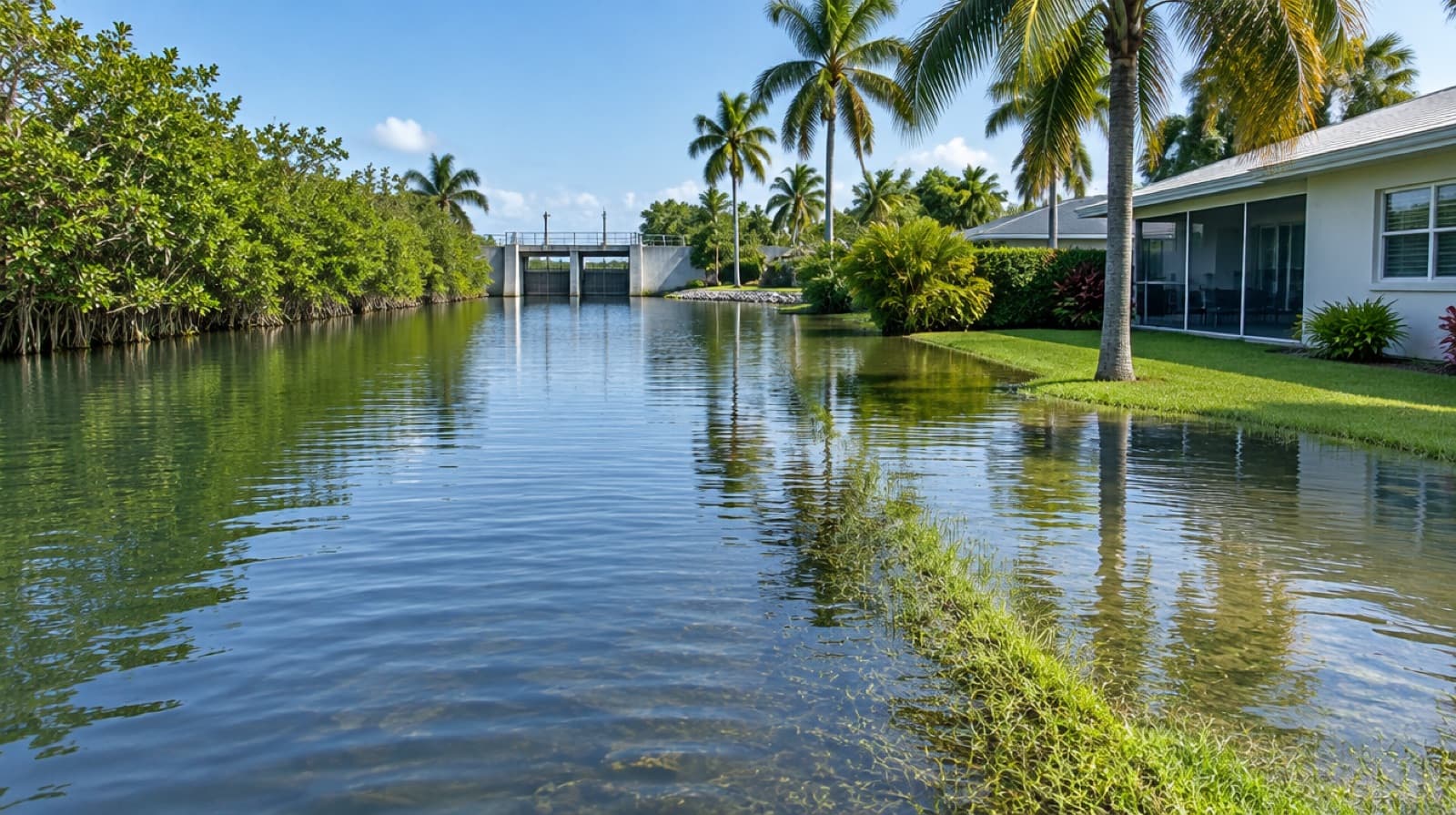 Illustration of king tide flooding in Miami and Miami Shores